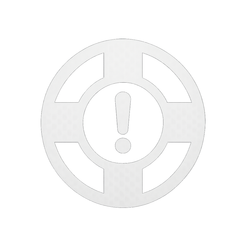 Lifebuoy with exclamation mark