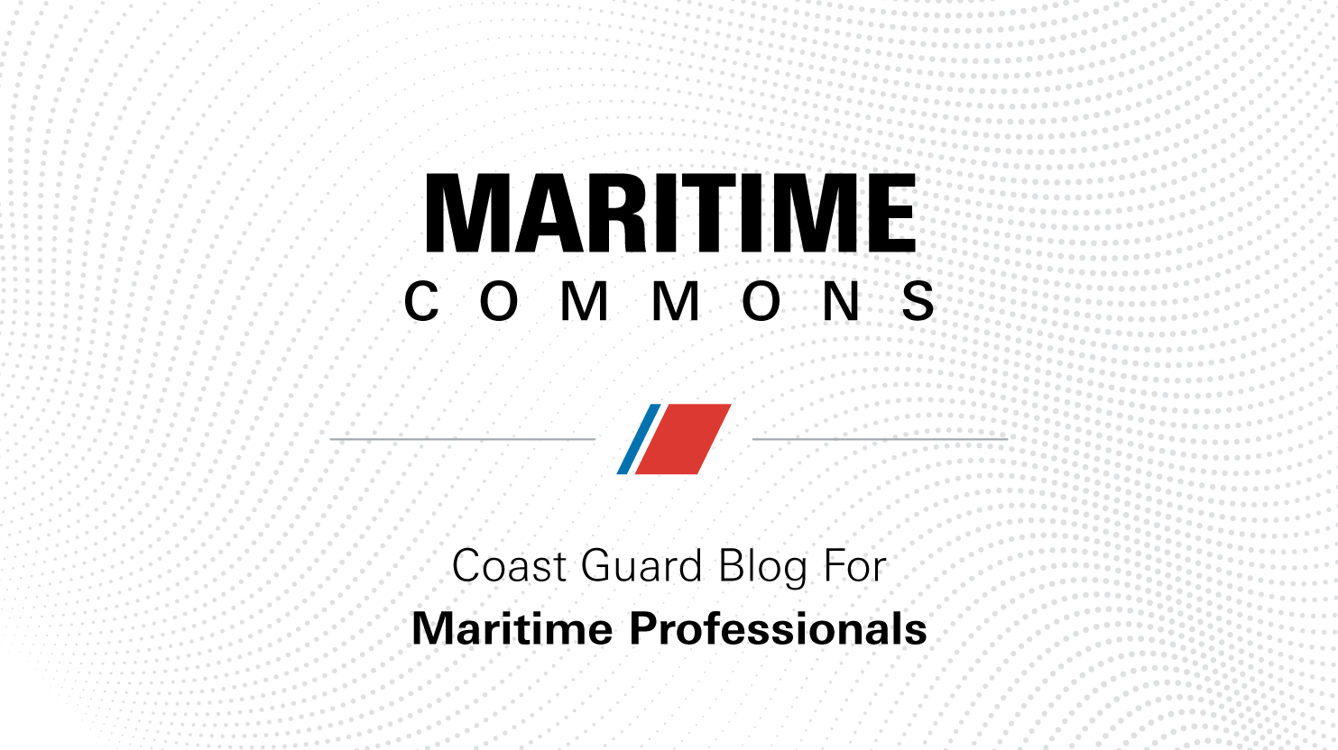 Maritime Commons wordmark with Coast Guard stripe on a dotted pattern background