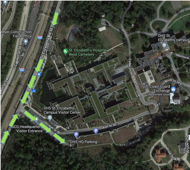 Satellite image of the USCG/DHS St. Elizabeth's campus.