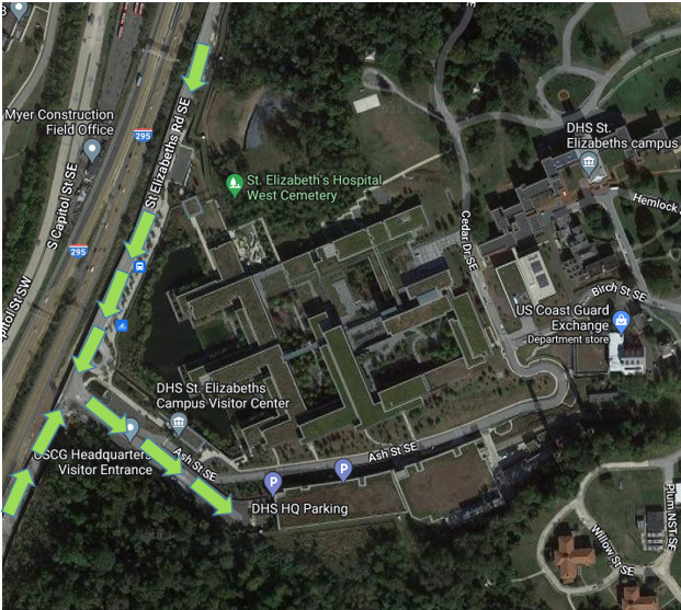 Satellite image of the USCG/DHS St. Elizabeth's campus. Satellite image of the USCG/DHS St. Elizabeth's campus.